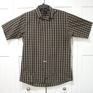 F/X Fusion Dress Shirt Men Size XLT Brown Short Sleeve Button Down Work Business